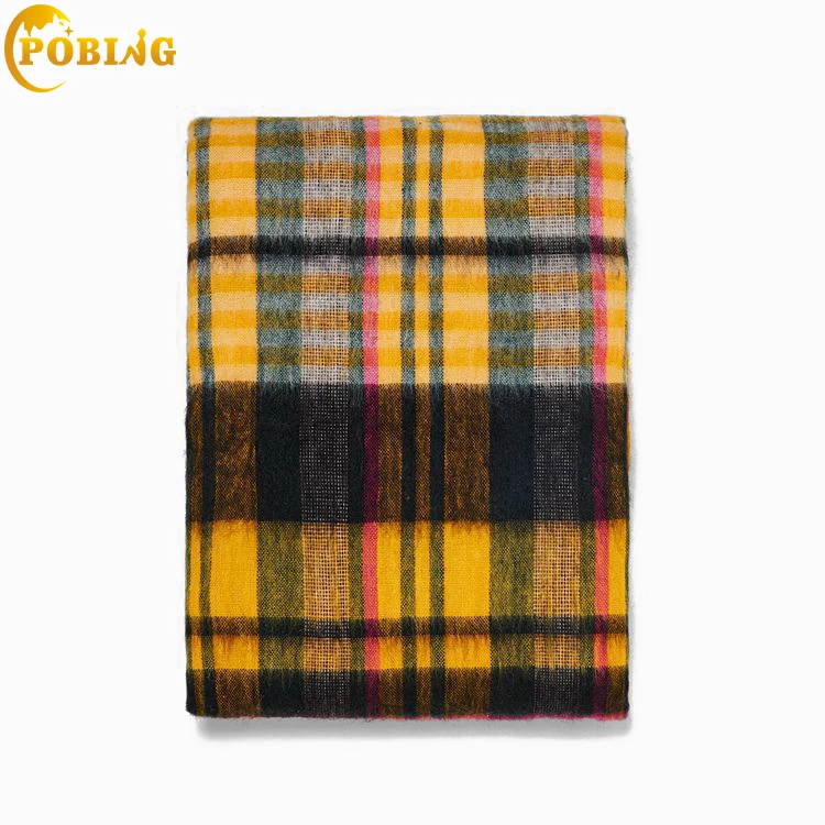 

POBING New Winter Cashmere Scarf Women za Tartan Plaid Scarves Shawl Wraps Unisex Basic Blanket Pashmina Lady Cape Long Stoles