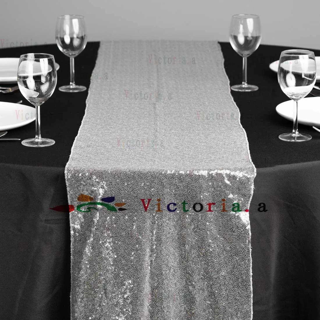 10 Pcs 30cmx183cm 12 72 Luxury Silver Sequin Table Runner Wedding Party Table Decoration Solid Color