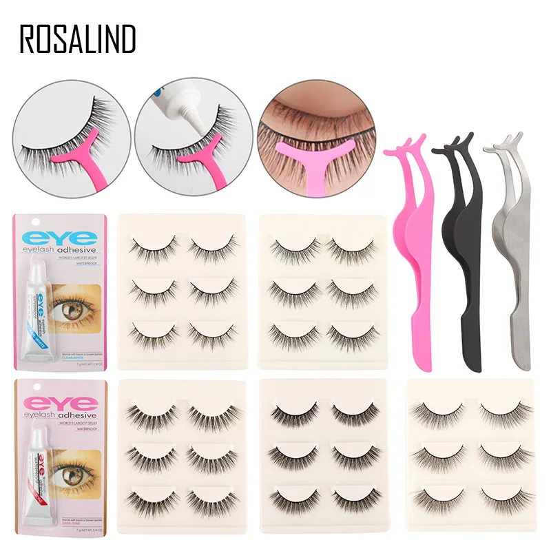 ROSALIND макияж натуральные 3D накладные ресницы 3 пары Толстая длинная норка Comestic