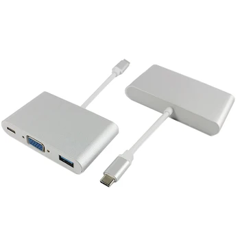 

New 3 in 1 USB-C Type-C To VGA + USB3.0 + PD (Charging) USB HUB Adapter Integrator Docking Station For Macbook / Matebook