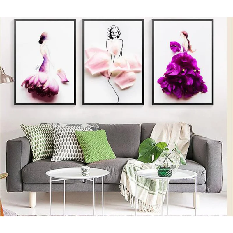 

Modern Painting Petal Woman Dancer Posters and Prints Wall Art Canvas Painting Nordic Style Picture for Living Room Home Decor