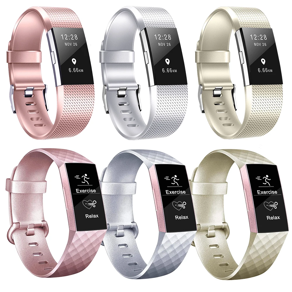 

Baaletc For Fitbit Charge 2 Band Soft Silicone Wrist Strap For Fitbit Charge 3 Rose Gold Smart Watch Bracelet Small Large