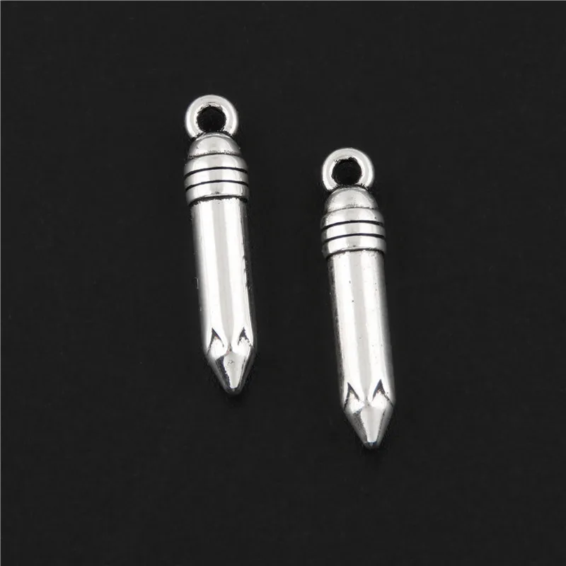 20Pcs Silver Color Pencil Charms School Gift Pendant Making Classic DIY Necklaces Accessories Jewelry 20x2mm A3127 | Украшения и