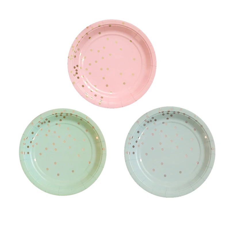 8 шт 7 дюймов милые одноразовые бумажные тарелки Посуда розовые наборы бумажной
