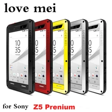 Для Z5 Премиум чехол LOVE MEI мощный металлический 3 доказательство чехол для Sony Xperia Z5 Роскошные Алюминий грязи Водонепроницаемый противоударный чехол