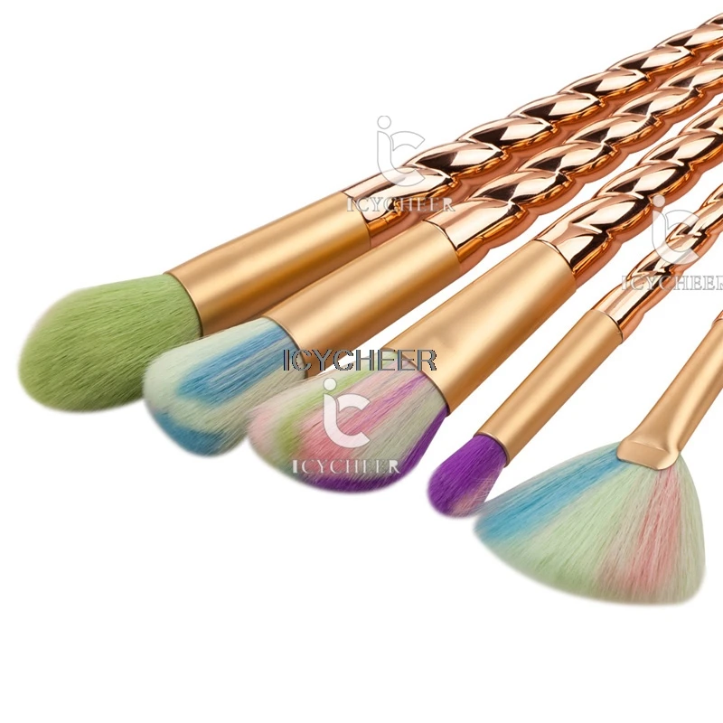 ICYCHEER 5pc Makeup Golden Brushes Set Powder Foundation Eyeshadow