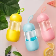 Посуда для напитков прозрачная портативная силиконовая стеклянная чашка для студентов с силиконовой ручкой Экологичная детская стеклянная бутылка для воды