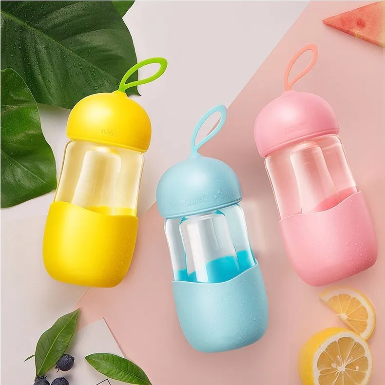 Drinkware Transparent Portable Silicone glass Cup For Student With Silicone Handle Eco-friendly Children Glass Water Bottle Drinkware Transparent Portable Silicone glass Cup For Student With Silicone Handle Eco-friendly Children Glass Water Bottle