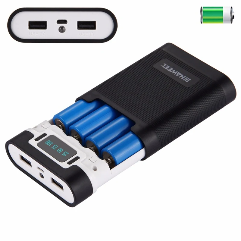 Высококачественный HAWEEL, 4x18650, двойной usb порт, светодиодный дисплей, 10000 мА/ч, чехол для аккумулятора, блок питания, 2 usb порта для S8 Mi6, Oneplus i7
