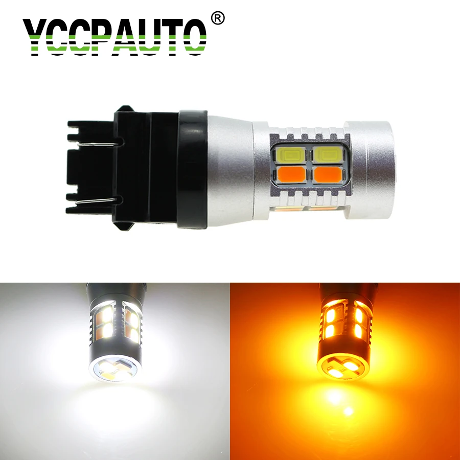 

YCCPAUTO T25 3157 LED Tail Light 5630 5730 20SMD Dual Color White/Amber Switchback LED Bulbs Car Turn Signal Lights DRL 1Pcs