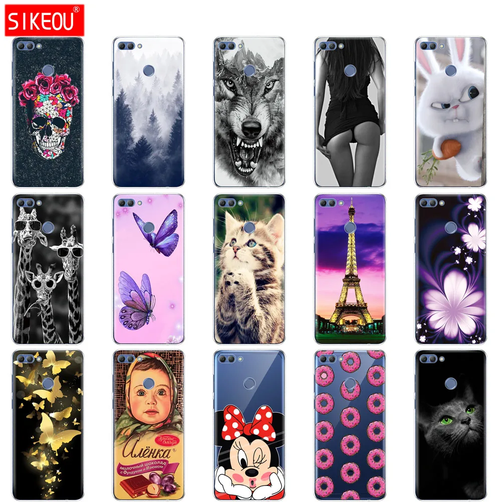 Goede Siliconen Case Voor huawei p smart case Telefoon back Cover Voor huawei Genieten 7 s Print Painted Terug bumper Voor huawei p smart Tassen