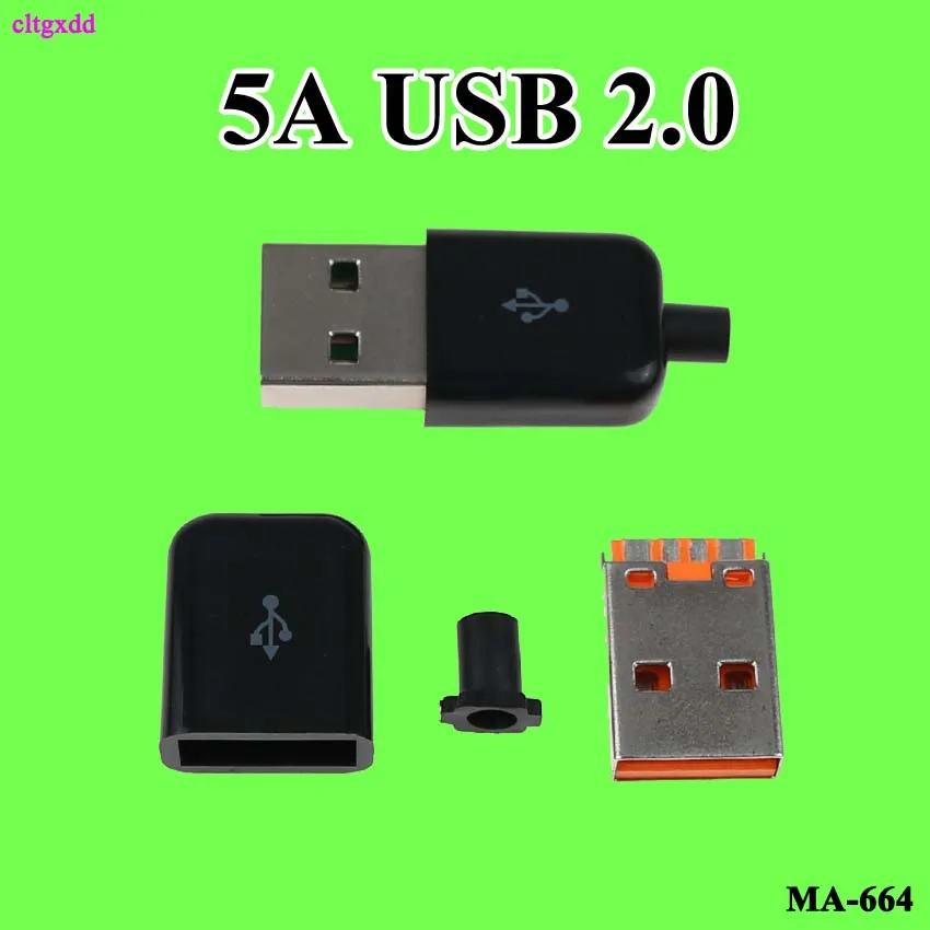 4pcs DIY 5A USB 2.0 Connector Plug A Type Male 4 Pin Assembly Adapter Socket Solder Black White Shell For Data Connection | Обустройство