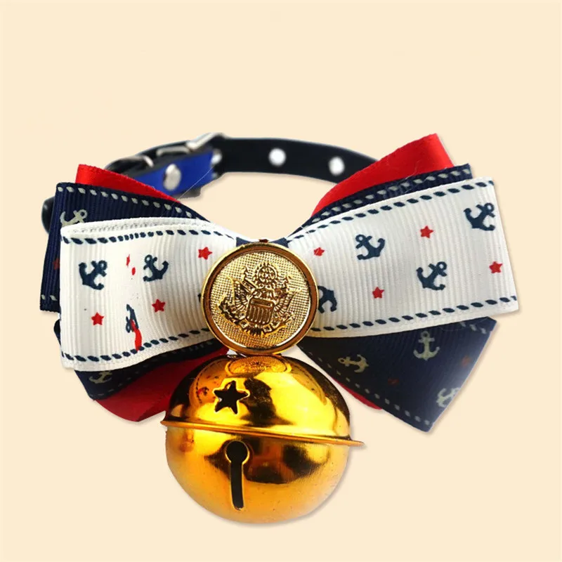 

Pet big bell bow dog collar multicolor optional pu leather cat collar jewelry