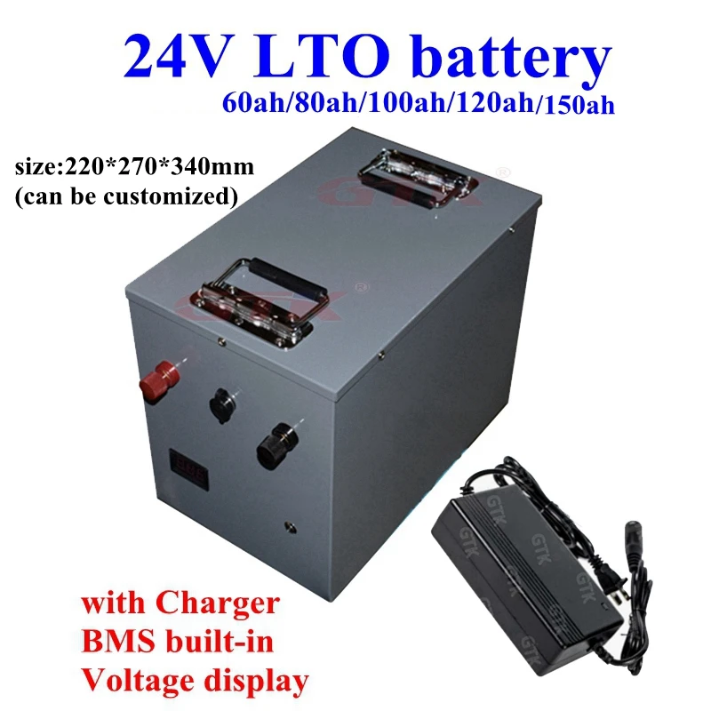 

20000 cycles LTO 24v 60ah 80ah 100ah 120ah 150ah Lithium titanate battery with BMS for inverter solar system ebike UPS+Charger