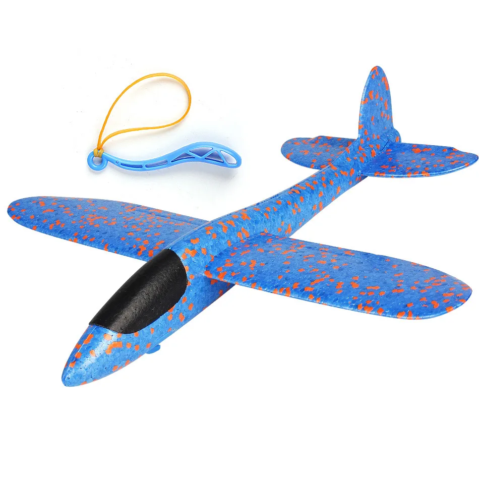 38*37 см ручной запуск бросок Пены Самолет с рогаткой Летающий планер модель самолета открытый Развивающие игрушки для детей - Цвет: Blue and orange