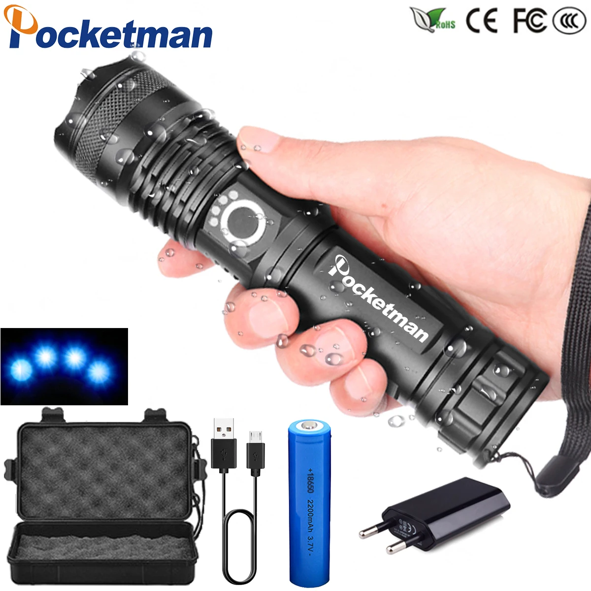 

30000 lumens Lamp xhp50.2 most powerful flashlight usb Zoom led torch xhp50 18650 or 26650 Rechargeable battery hunting