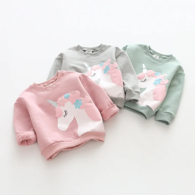 

ZBAIYH Spring New Baby Girl Clothes O-neck Long Sleeve Tops Unicorn Sweatshirt Casual Kids Clothes Casual Cotton Pullover