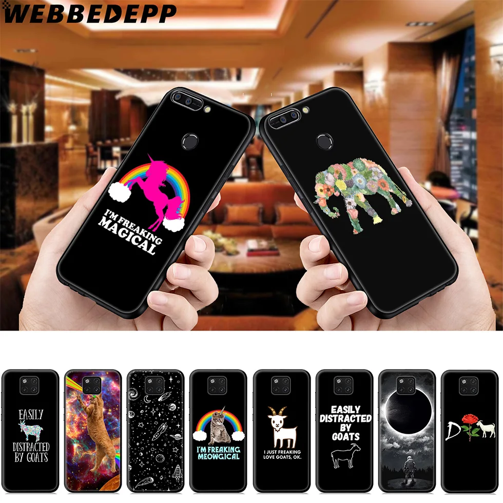 WEBBEDEPP Goats Cat Space Meow Soft Case for Huawei Mate Honor 20 6A 7A 7C 7X 8 9 9X 10 View Lite Pro 30 |