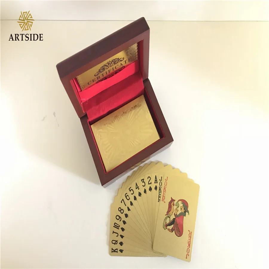 

Set Of 54pcs Cards Poker Luxury 24K Gold Foil Poker Playing Cards with Golden Box Gift Idea