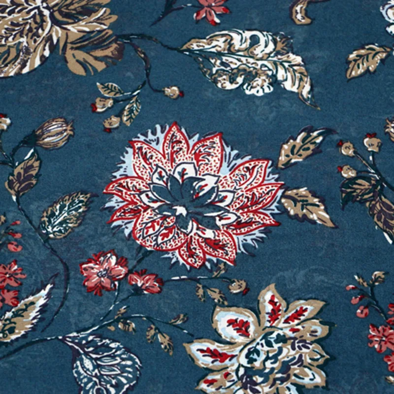 Цветочный принт Новая четырехсторонняя эластичная ткань летняя Модная рубашка с открытыми плечами ткань для одежды таможня обработки шифон - Цвет: 1