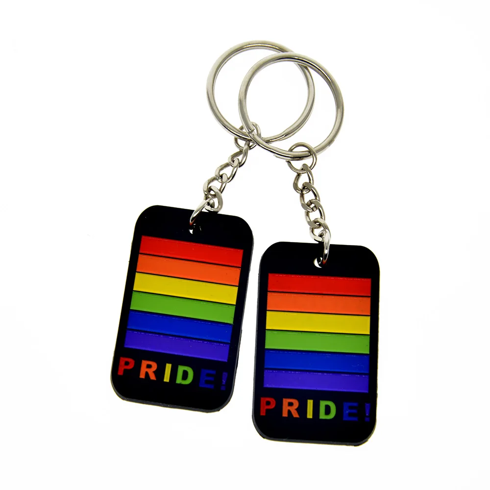 

OBH 1PC Debossed Rainbow Color Gay Pride Silicone Rubber Keychain