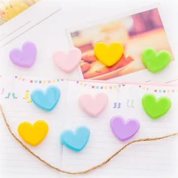 

1pcs Mini Cute loving heart plast clip Paper Clips Photo Hanging Office papers Information clamps Spring message memo clip