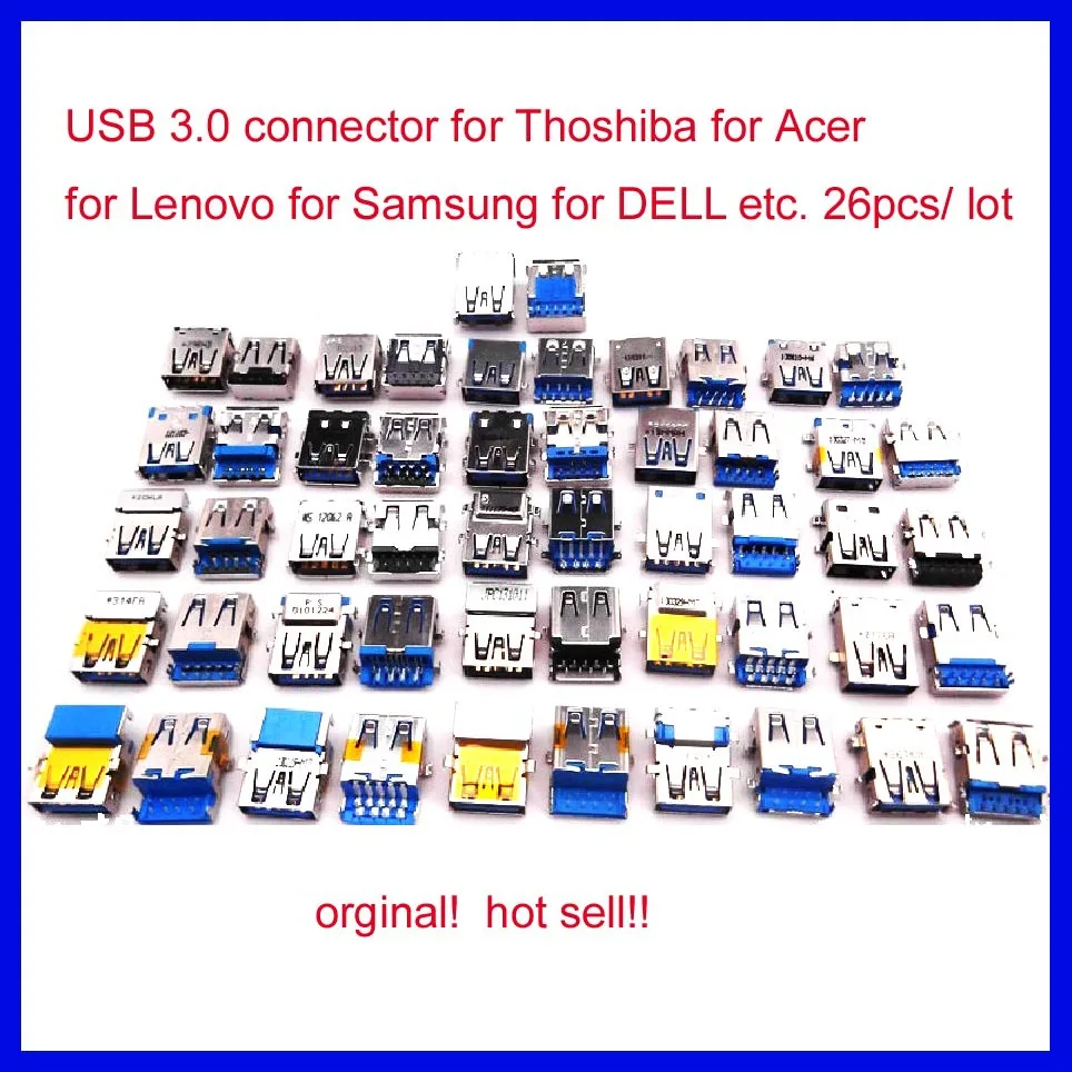 Laptop USB connector for ASUS for lenovo fo HP for DELL for samsung for Toshiba, etc for repairing USB 3.0 26pcs a lot