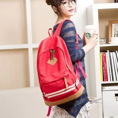 stylish girl canvas backpack student girl school travel rucksack bag