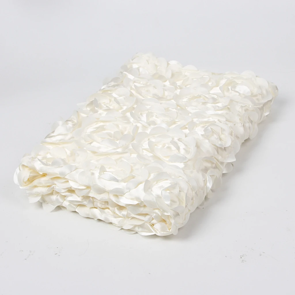 1Pc Polyester Newborn Infant Baby NEW 3D Rose Soft Blanket Photography Photo Props Backdrop Cream