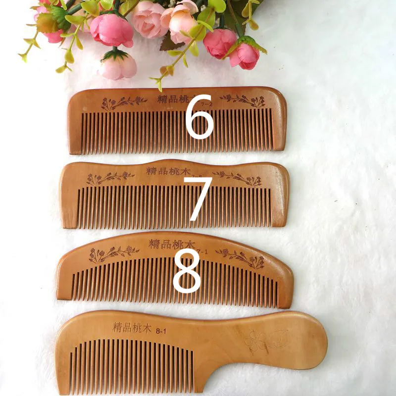

TI14 Peach wood comb carved old material Thicker teeth tooth hair necessities