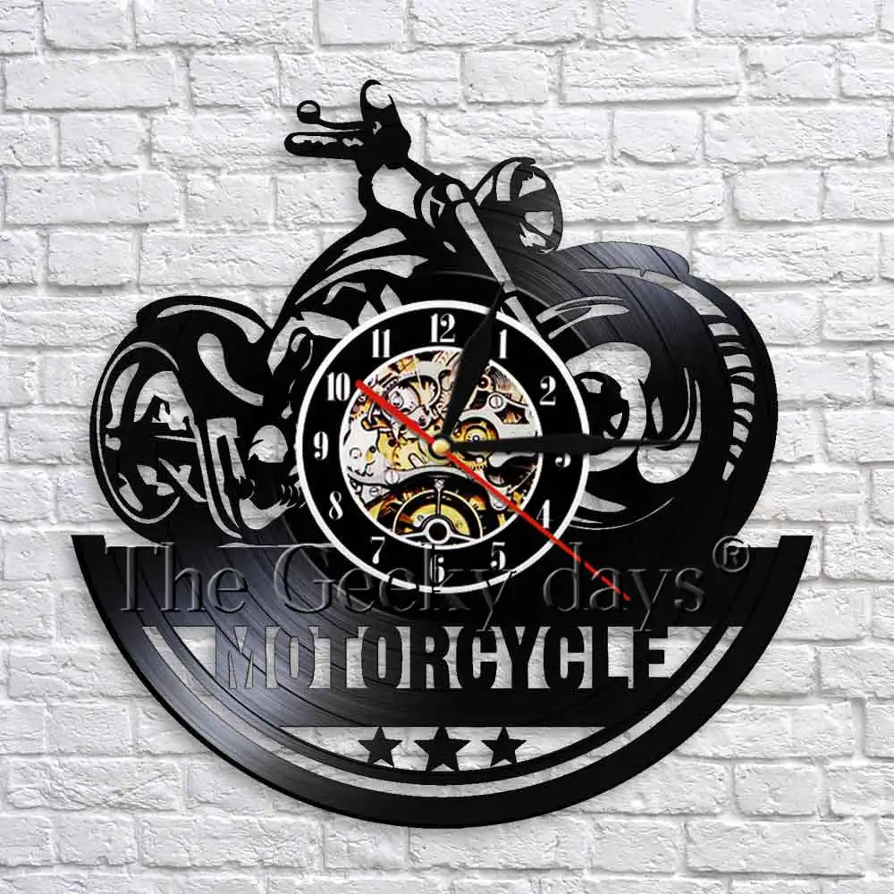 1Piece Motorcycle Wall Clock Vintage Wall Decor For Garage Motorbike