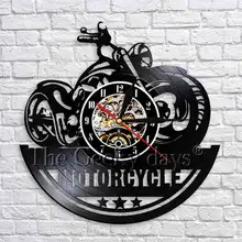 Reloj de pared para motocicleta, decoración de pared vintage para taller de motos, reloj de vinilo colgante negro, Relojes de pared 3D, regalos únicos