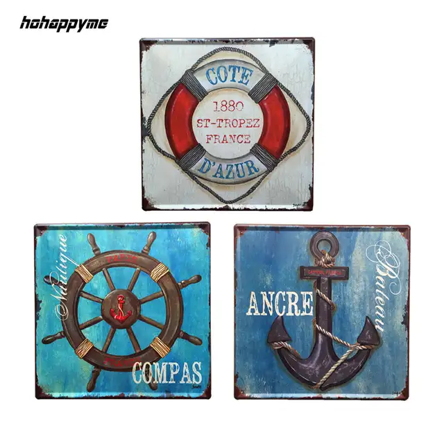 Wallpaper 30x30cm Anker Nautische Decoratie Vintage Borden Plaque Metalen For Android
