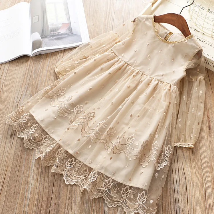 

Kids Dresses For Girls 2019 Spring Princess Dress Lace Girl Party Dresses Embroidery Flowers Princess Costume Children D