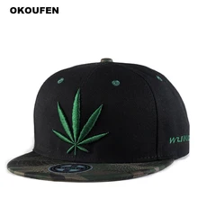 OKOUFEN Hot 2018 New Fashion Baseball Cap Adjustable Hat For Men/Women Casual Hemp Leaf Embroidery Hip Hop Snapback Caps Sun Hat