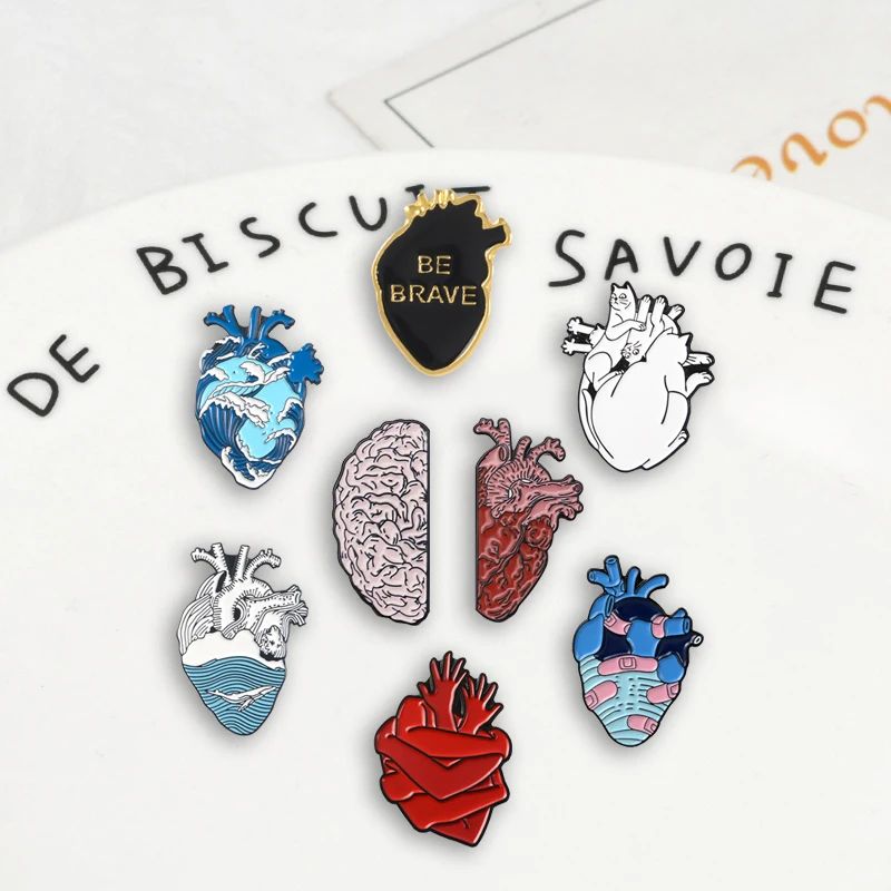 

Human Heart Brain Punk Pins Creative Design Accessories Brooches Badges Backpack Enamel pins Gifts For Friends Jewelry wholesale