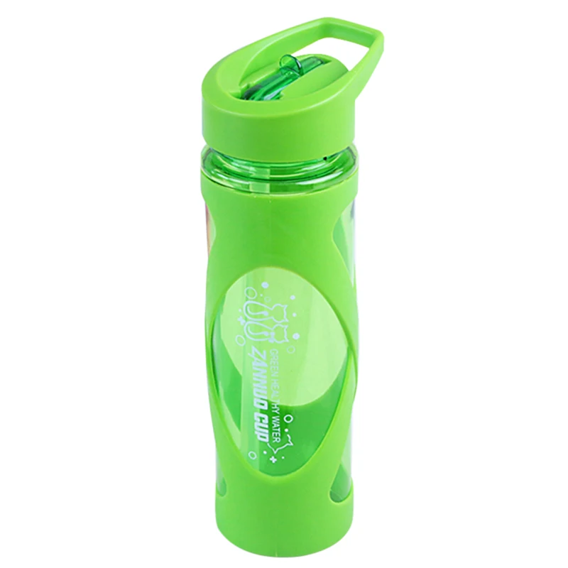 580 мл антипригарная ПВХ-скатерть с защитой от проливания Пластик рукав бутылка для хранения бутылка, с уплотнителем соломы Спортивная контейнер для хранения воды белка порошковый шейкер - Цвет: Green