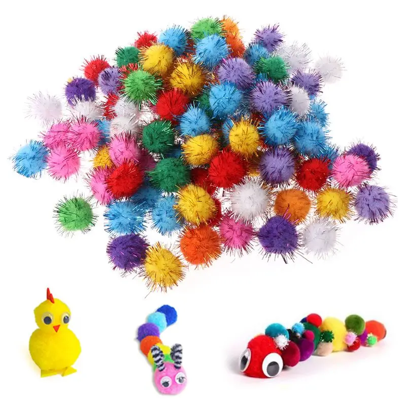 Мини пушистые мягкие помпоны блестящие шарики ручной работы детские игрушки DIY товары для шитья и рукоделия смешанные цвета