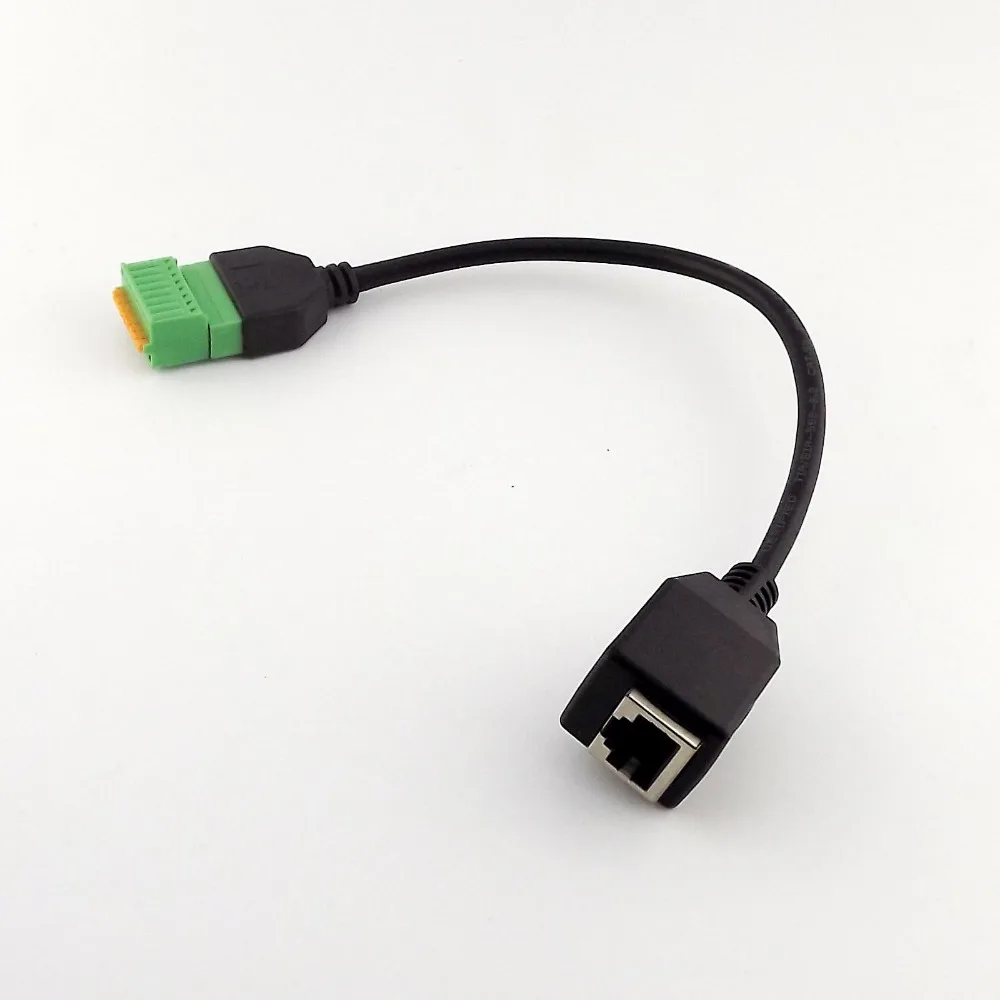 

2pcs RJ45 Ethernet Female To 8 Pin AV Terminal Spring Solderless Block Adapter Cable 25cm