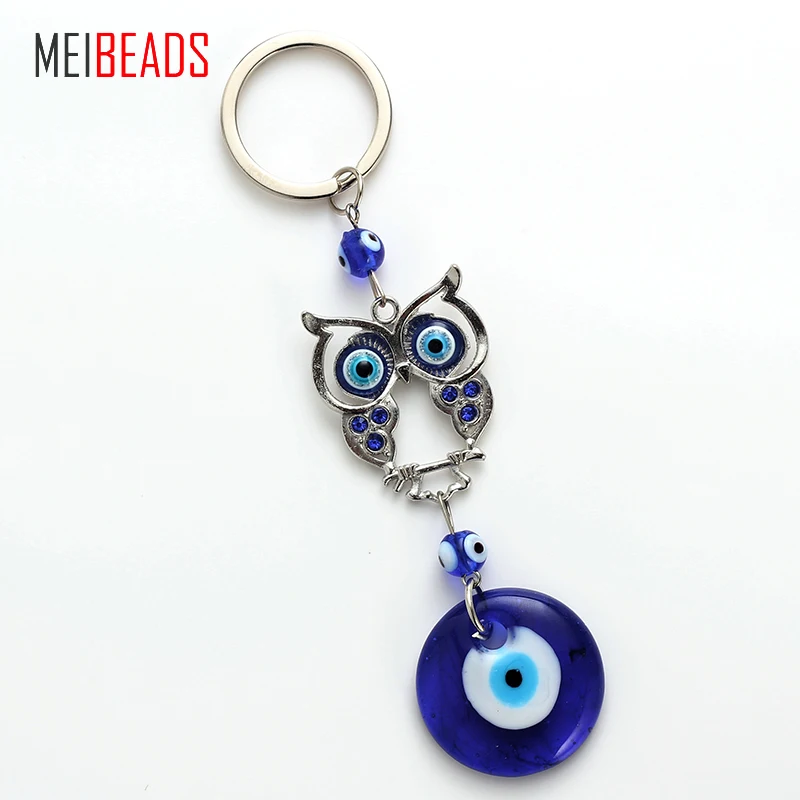 MEIBEADS подвески в виде совы на удачу от сглаза синие круглые глаза для украшения
