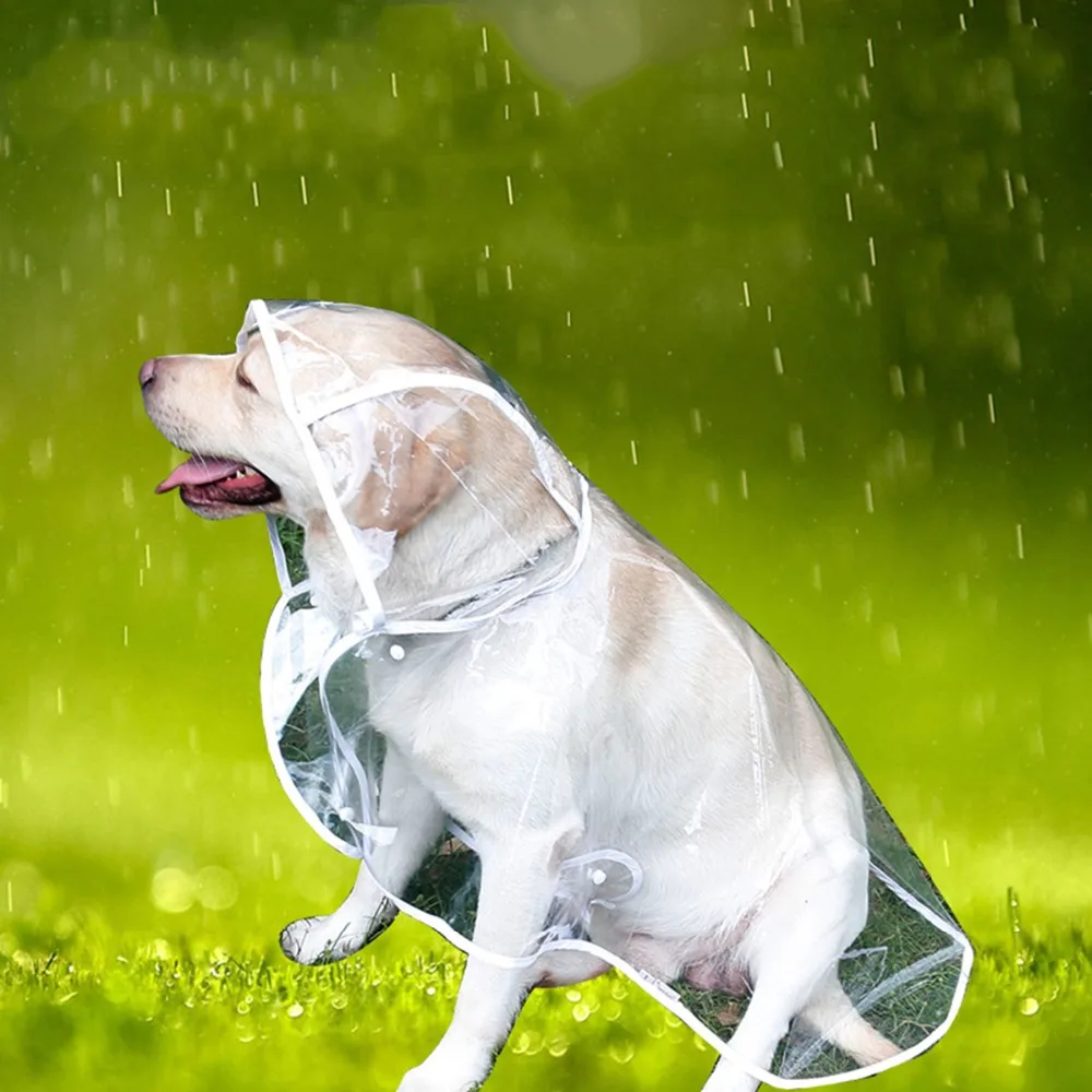XL XXL Transparent Hooded Pet Dog Clothes Dogs Raincoat EVA Puppy