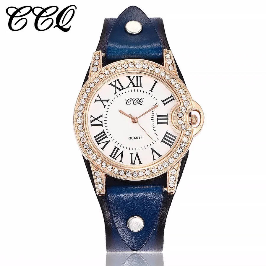 Новый ccq бренд популярным Для женщин со стразами роскошные Наручные часы женская одежда Часы Повседневное кварцевые часы Подарочные часы