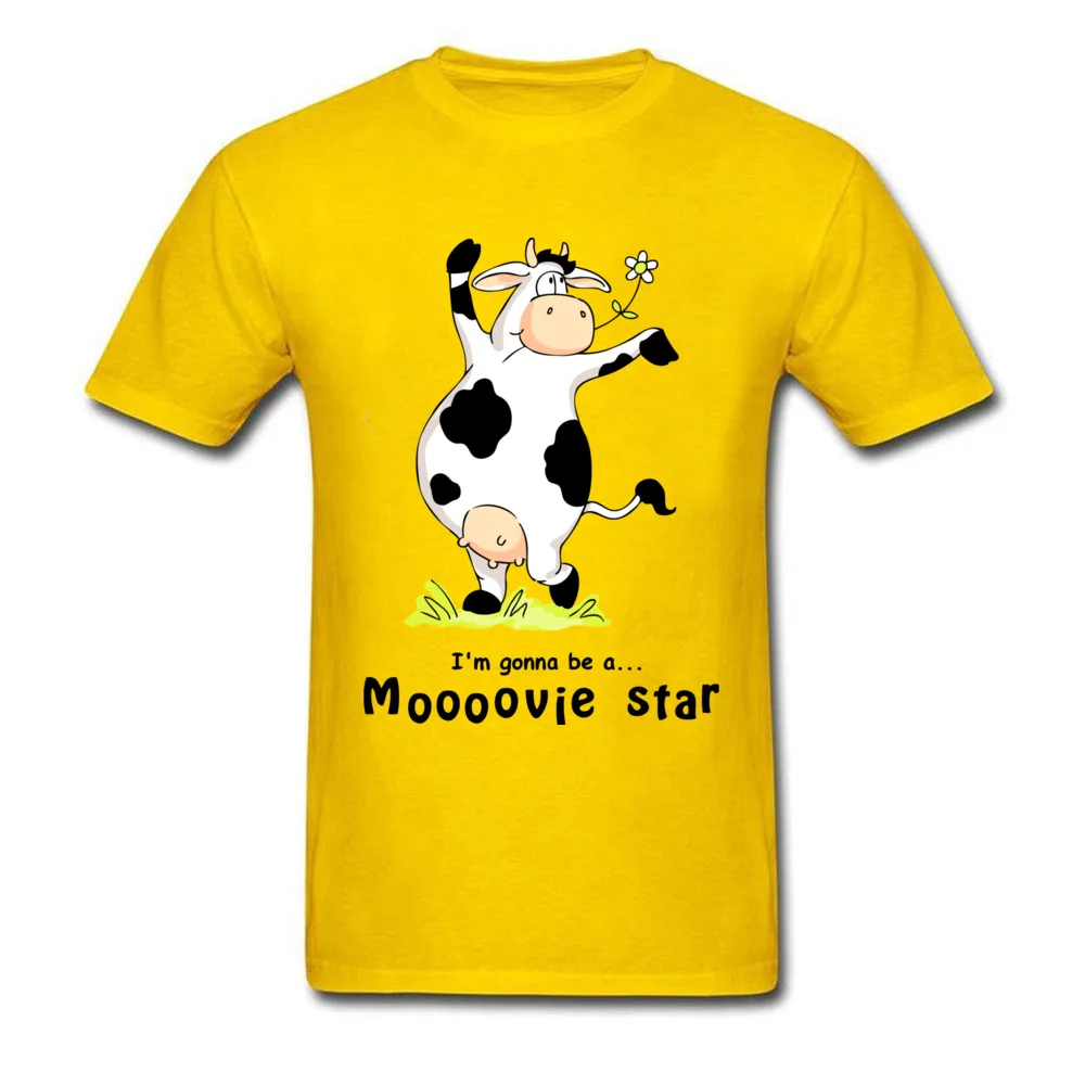Moooovie star Simple Style NEW YEAR DAY 100% Cotton O Neck Men T Shirt Casual Tee-Shirts 2018 New Fashion Short Sleeve T Shirts Moooovie star yellow