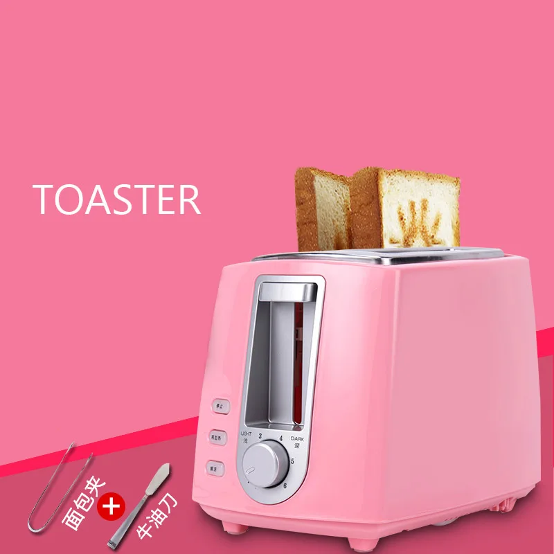 

2pcs bread mini desktop breakfast toaster pink and white color smile pattern toaster