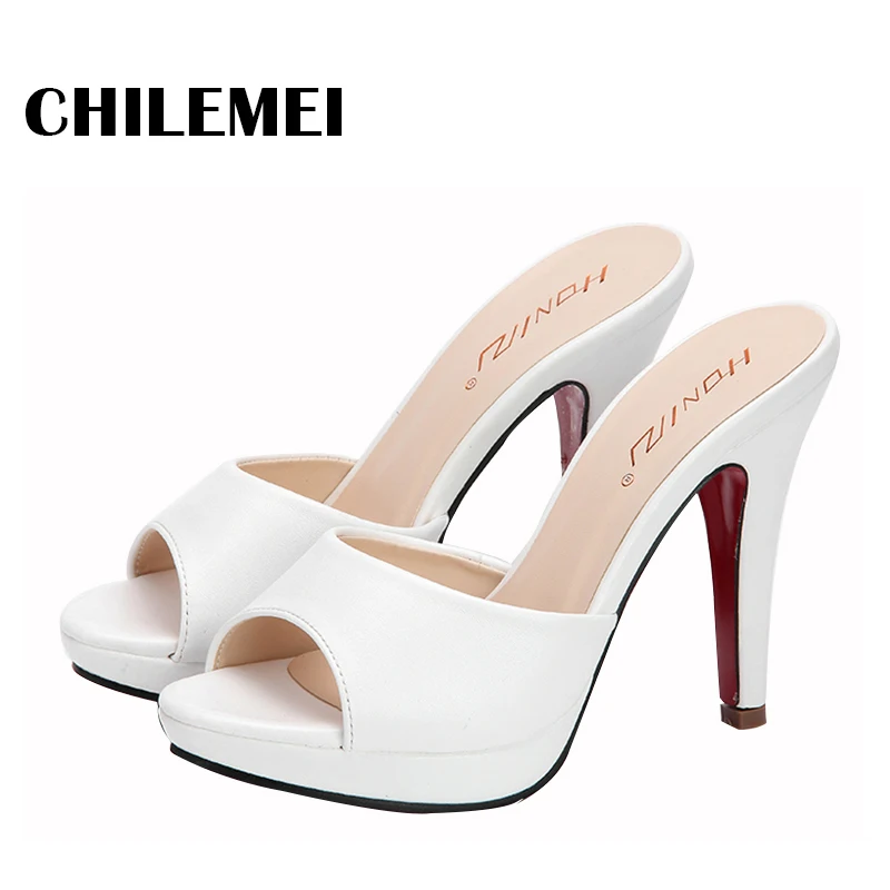 

free shipping spring summer slipper women sexy slides high quality supper high platform high heels up 10cm peep toe shoes