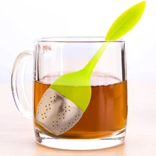 2 шт. Чайные фильтры, милый силиконовый и нержавеющий стальной ситечко для чая, фильтры для чайного, ситечко для Черный/Зеленый чай/пуэр чай, многоразовые силиконовые фильтры, Аксессуары для приготовления чая