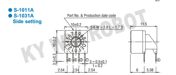 1 шт Япония COPAL S-1031A 0-F/16 небольшое сверло кодовый наборный переключатель регулировки сбоку 4:1 положительный код