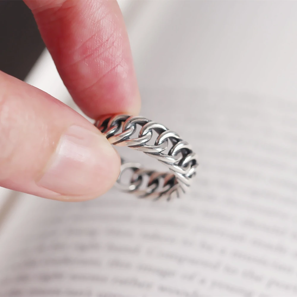 Vintage 925 Sterling Silver Retor Design Heavy Duty 6.8mm Wide