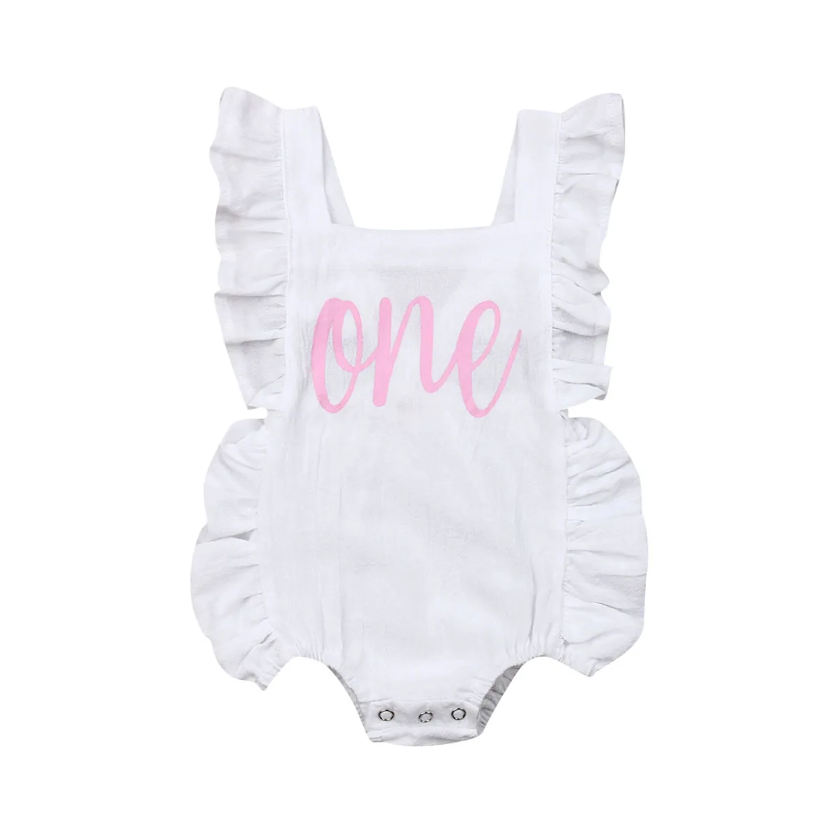 2019 Baby Summer Clothing Newborn Infant Baby Girls Boys Romper Ruffles Sleeveless ONE Letter Print Outfit Jumpsuit Playsuit Baby Bodysuits medium Baby Rompers