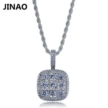

Hip Hop Square Cluster Pendant Necklaces Charms Gold Silver Plated Cubic Zirconia Jewelry Men's Jewelry For Gift